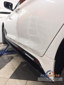 Накладки под пороги (Лезвия, ЧЕРНЫЙ ЛАК) BMW 5-series (G30). Аналог накладок М-порогов (OEM 51192447015 и 51192447016)-8